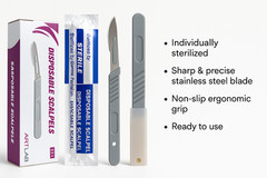 10 PK DISPOSABLE SCALPELS #22-SINGLE USE – DISSECTING, SURGICAL, DERMAPLANING