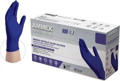 AMMEX Indigo Nitrile Disposable Exam/Medical Gloves 3 Mil Latex-Free, Box of 100