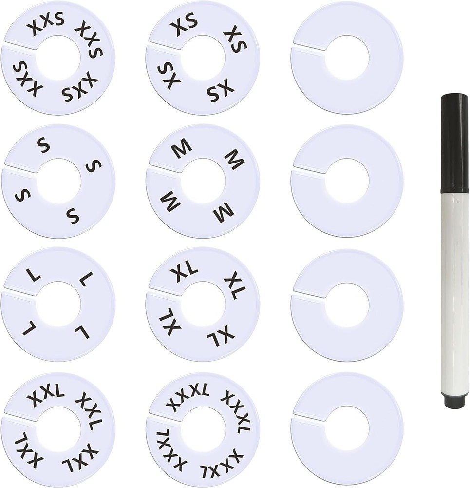 13 Pcs Clothing Rack Size Dividers Round White Plastic Size Markers for Clothing