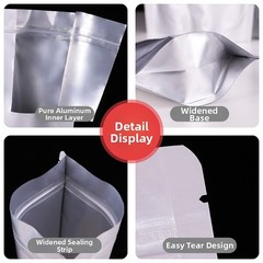 Resealable Matte Aluminium Foil Bags Grip Seal Zip Lock Food Grade Bags Up Bags