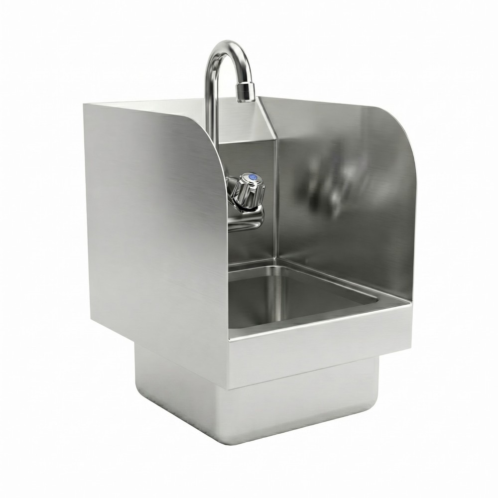 12 in. x 9 in. x 13 in. Wall Mount Stainless Steel Hand Sink with Side Splashes