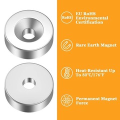 10 25 50 Countersunk Magnets 15x4mm Hole 4mm Rare Earth Neodymium Disc