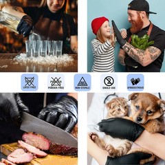 Black Nitrile Gloves 5 Mil Heavy Duty Powder Free Disposable Mechanic Tattoo