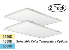2-Pack 2×4 FT 45W LED Back Panel Selectable CCT 3500K|4000K|5000K Dimmable
