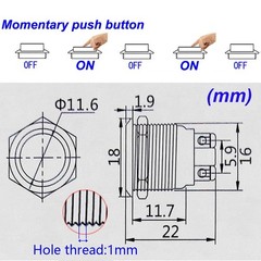 5/10x Metal Boat Horn Momentary Push Button 12mm Stainless Steel Starter Switch