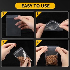 600 Pack Mini Zipper Lock 600pcs(1.5×2 2×2 2×3 3×3 3×4 3×5 inch), clear