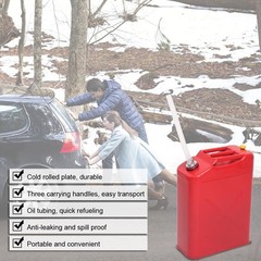 5 Gallon Large Capacity 20L Gas Gasoline Can Fuel Backup Metal Steel Tank Red