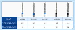 JMU Dental Diamond Burs Round End Cylinder FG(881-012/14/16M/SC) 5Pcs-50Pcs