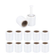 12 Rolls (45 Gauge) 5″x1000′ Clear Cast Film Stretch Wrap + One Plastic Handle