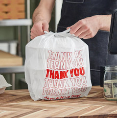 Thank You Bags, 1000 Pcs, White Plastic, 11.5X6.5×22 Shopping Bags