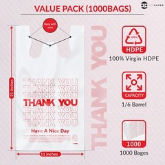 Thank You T Shirt Plastic Bags (1000/Case), 1/6 Barrel – Shopping Bags