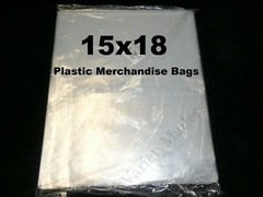 100 Poly Merchandise Bags 15”x 18” Clear 1 Mil Apparel Plastic Bags 15×18