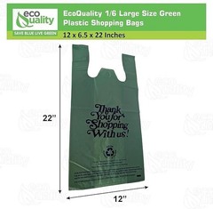 12×6.5×22 Inches Green Plastic Shopping Bags for Grocery Takeout Retail 320 Pcs