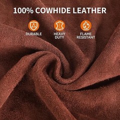 JASIC Leather Welding Jacket Split Cowhide Flame Resistant for Heavy Duty Welder