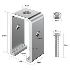 Channel Trolley Track Hanger Bracket Fits UNISTRUT HeavyDuty 15/8 In 4 PCS