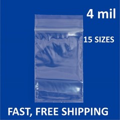 100 Clear Reclosable Zip Seal Bag Plastic 4 Mil Lock Bags Zipper Baggie 4Mil