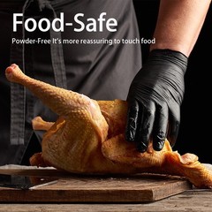 Black Vinyl Gloves, Disposable & Powder Free, Latex Free, Food Safe,100 PCS