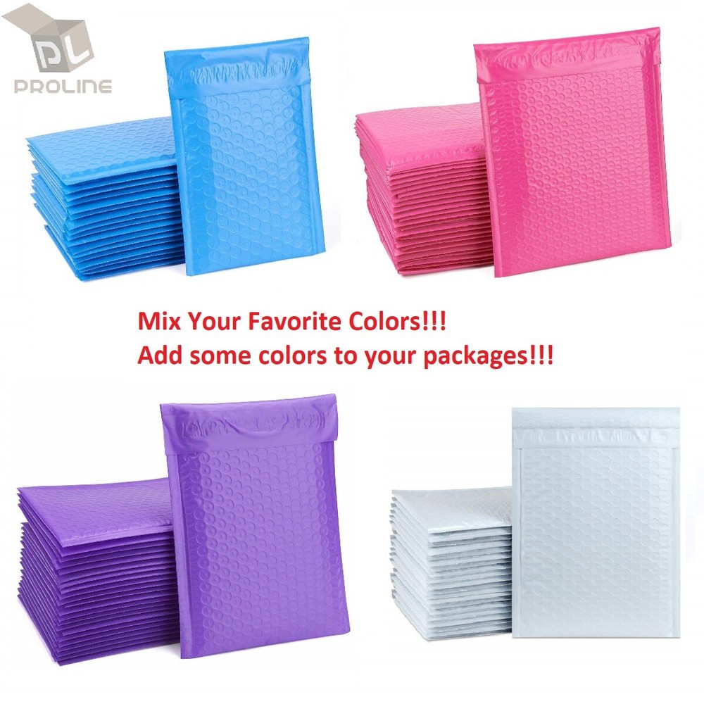 Mix Your Color 500 Poly Bubble Padded Envelopes Mailers #0 6×10 (Inner 6×9)