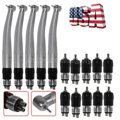 10Pcs Dental High Speed Handpiece Standard Head Push+Quick Coupler 4-Hole YBNK4