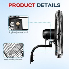 30″ Oscillating Wall Fan, 12974 CFM High Velocity Industrial Heavy Duty Shop Fan