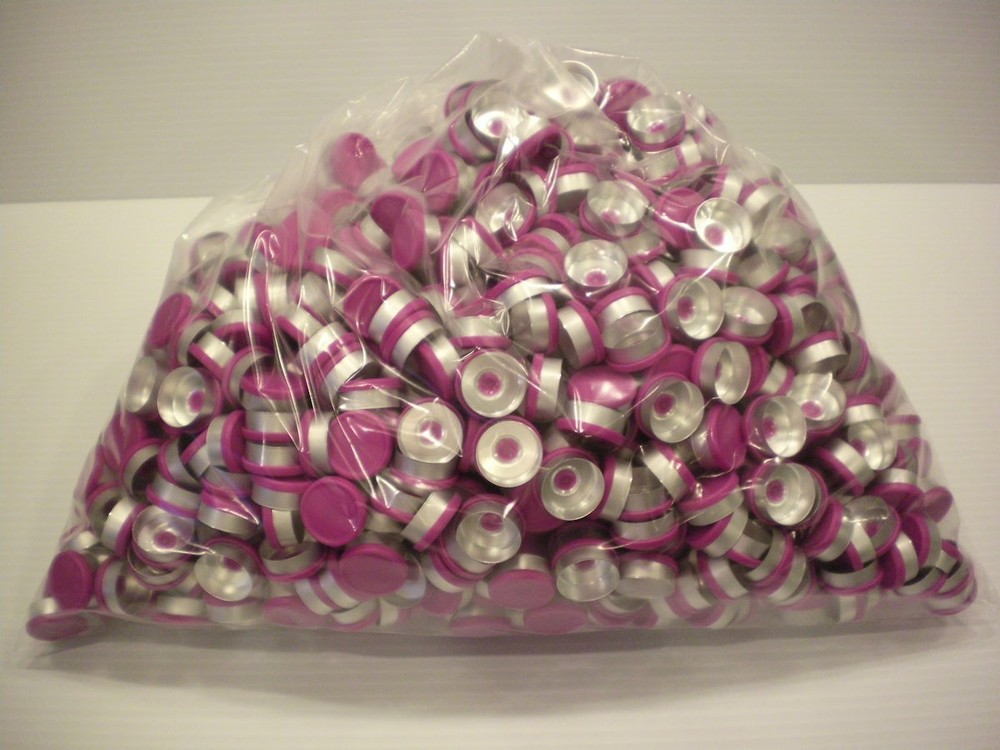 West 1000 Pc. Lot 20mm Flip Top Cap Aluminum Crimp Seal for Serum Vials Violet
