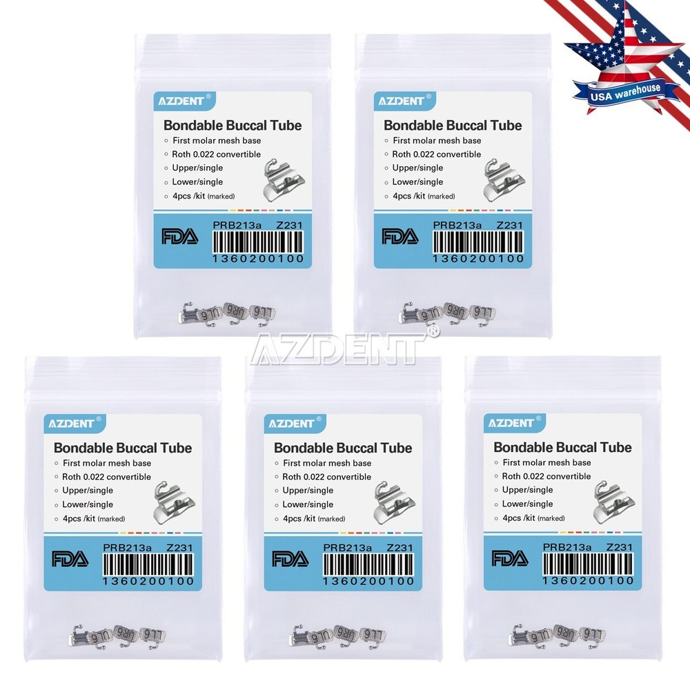 5Packs Dental Orthodontic Bondable Buccal Tube ROTH 022 1st Molar Convertible