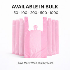 Pink T-Shirt Grocery Shopping Bags 1/10 XSmall 8x4x15 Unprinted 0.55 Mil USA