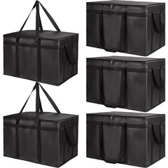 Bodaon 5-Pack Insulated Food Delivery Bag for Hot and Cold XXX-Large, Black