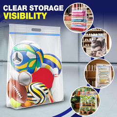 25 Gallon Jumbo Storage Bags, 35″ x 24″ Clear Plastic Zipper Bags with Handle…