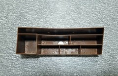 Vintage SMALL PLASTIC Desk ORGANIZER Caddie FAUX Carved WOOD Hong Kong