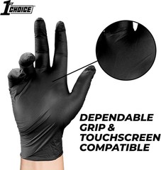 1st Choice Black Nitrile Gloves Disposable Latex Free – Exam Grade Black Glove