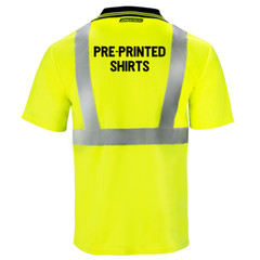 Printed Hi-Vis Lime Safety Workwear Short Sleeve Polo Shirt Top Reflective Tape
