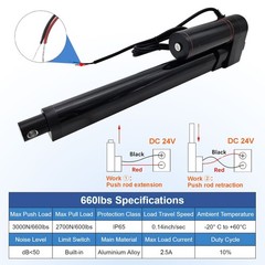 DC 24V Electric Linear Actuator Motor 3000N 660lb 2″~ 40″ Heavy Duty Fast IP65