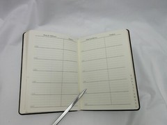 Address Book w Tabs Desk Size 5×7 Leather Softcover Graphic Image BLACK Saffiano