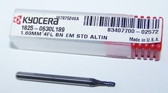 1.60mm (.0630″) CARBIDE END MILL 4 FLUTE BALL END COATED KYOCERA 1825-0630L189