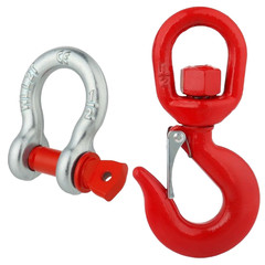WENHUALI 2 Ton Swivel Lifting Hook with 1/2” D Ring Shackles, Heavy Duty Alloy