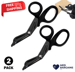 Titanium Bonded Bandage Shears Scissor 7 1/4″ Bent Tactical Stealth Black – 2CT