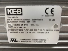 254238 New-No Box; KEB ZG02-DM71G4 AC Gearmotor; 0.37kW; 7:1 Ratio; 460V; 3PH
