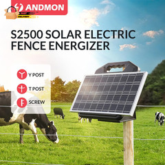 S2500 2.2 Joule Solar Fence Charger, 60 Miles Solar Electric Fence Charger For