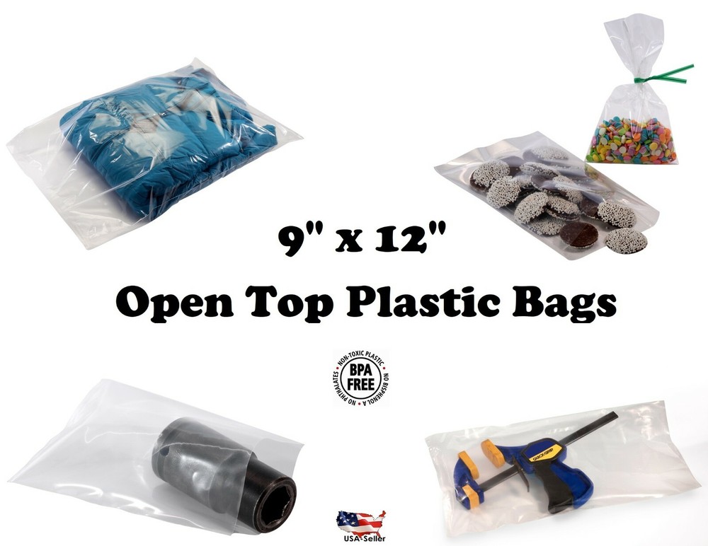 9×12″ Clear Poly Plastic 1-Mil Bags T-Shirt Apparel Packaging Open Top Baggies