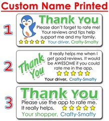 for Uber Eats Driver Thank You Stickers Please Rate Increase Tips CUSTOM NAME