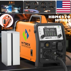HITBOX 6in1 200A Aluminum Gas Gasless MIG TIG Stick Plasma Cutter Welder+Helmet