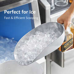Choice 38 oz Aluminum Ice Scoop One-Piece Utility Scoop 12.75″ Handle Silver