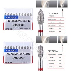 AZDENT Dental Diamond Burs Football Fine RED #368-023F & #379-023F