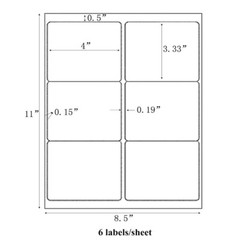 150-12000 4″x3.33″ Address Shipping Labels 6 Up Per Sheet Self Adhesive Stickers