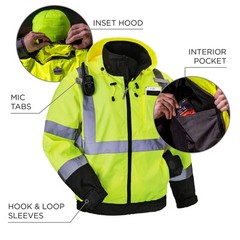 Ergodyne Unisex-Adult 3-in-1 Hi-Vis Winter Bomber Jacket, Lime, Large US