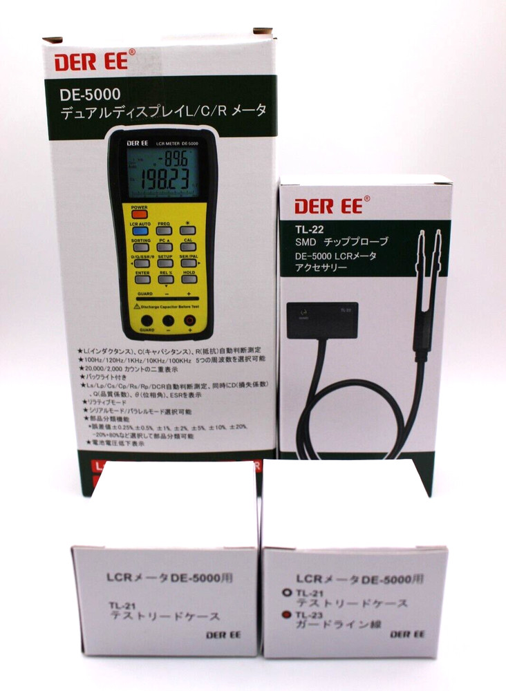 DE-5000 Handheld LCR Meter DE5000 w/ TL-21 TL-22 TL-23 DER EE High Accuracy Set