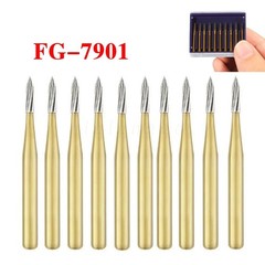 Gold Dental Burs Trimming & Finishing Tungsten Carbide FG 7901/7902/7406/7408
