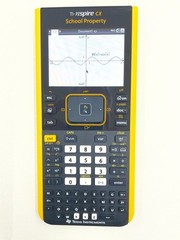 TI Nspire CX Color-Display Graphing Calculator with School Property Markings.