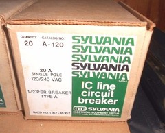 2-PK 20A Single Pole Type A 120/240VAC Circuit Breaker GTE Sylvania NEW A-120